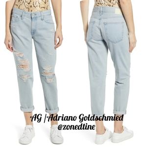 AG Ex-Boyfriend Ripped Slouchy Ankle Slim Jeans